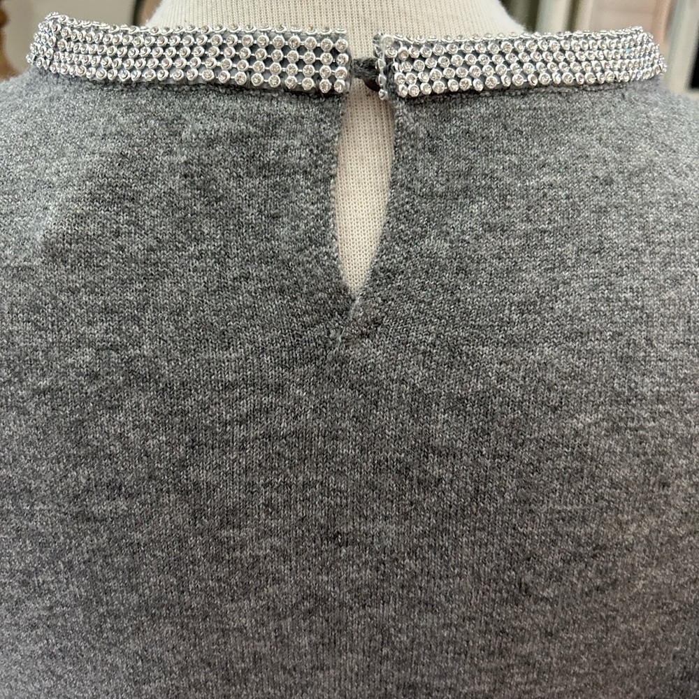 DKNY Gray Sweater with Crystal Collar - Picture 8 of 11